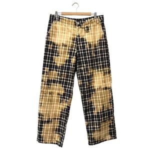 Asos Y2K Black Tan Bleached Checkered Plaid Skater Wide Leg‎ Pants Size 8